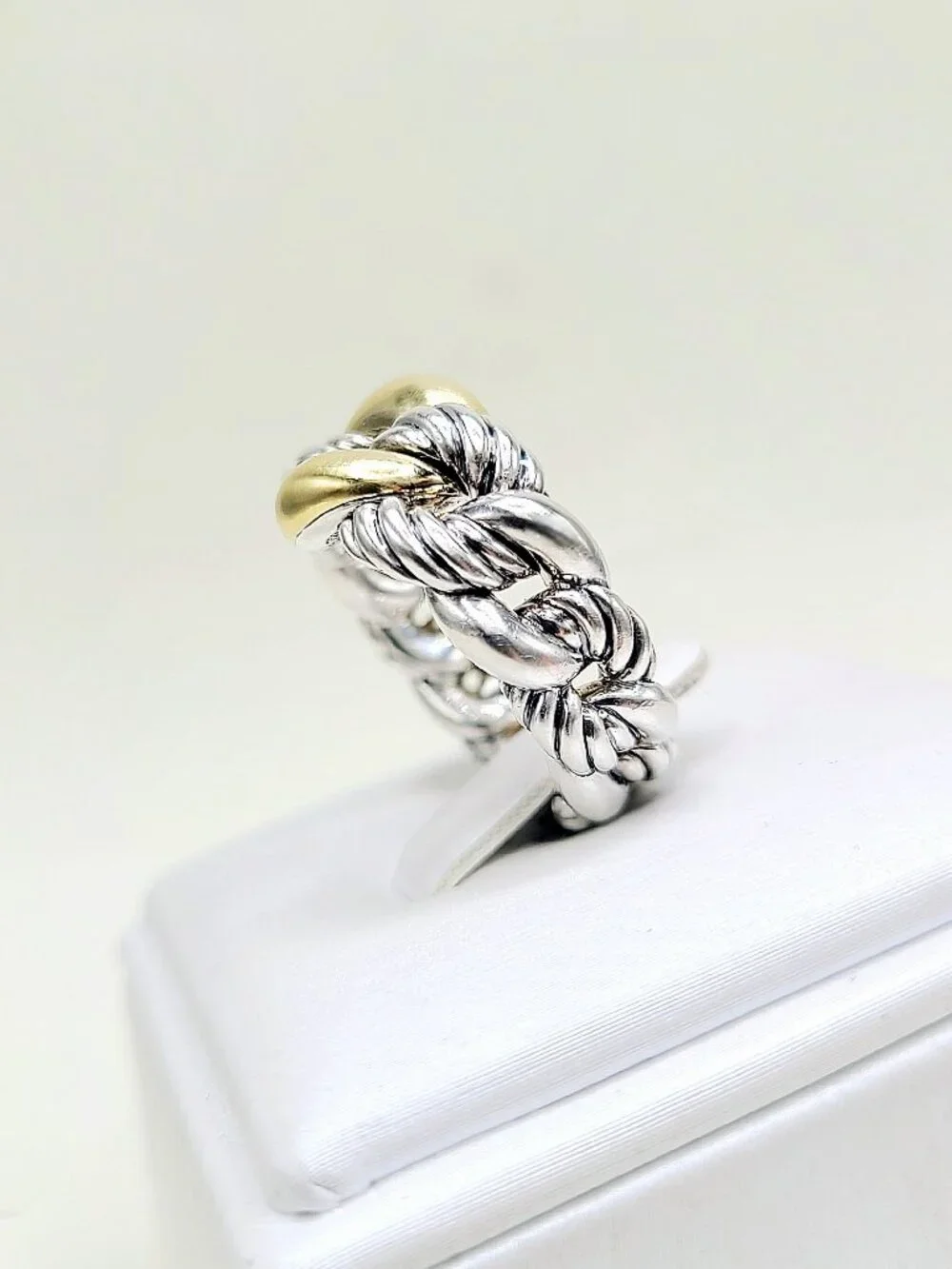 David Yurman Belmont Curb Ring w/ 18K Yellow Gold - 12mm - Size 7 - RARE